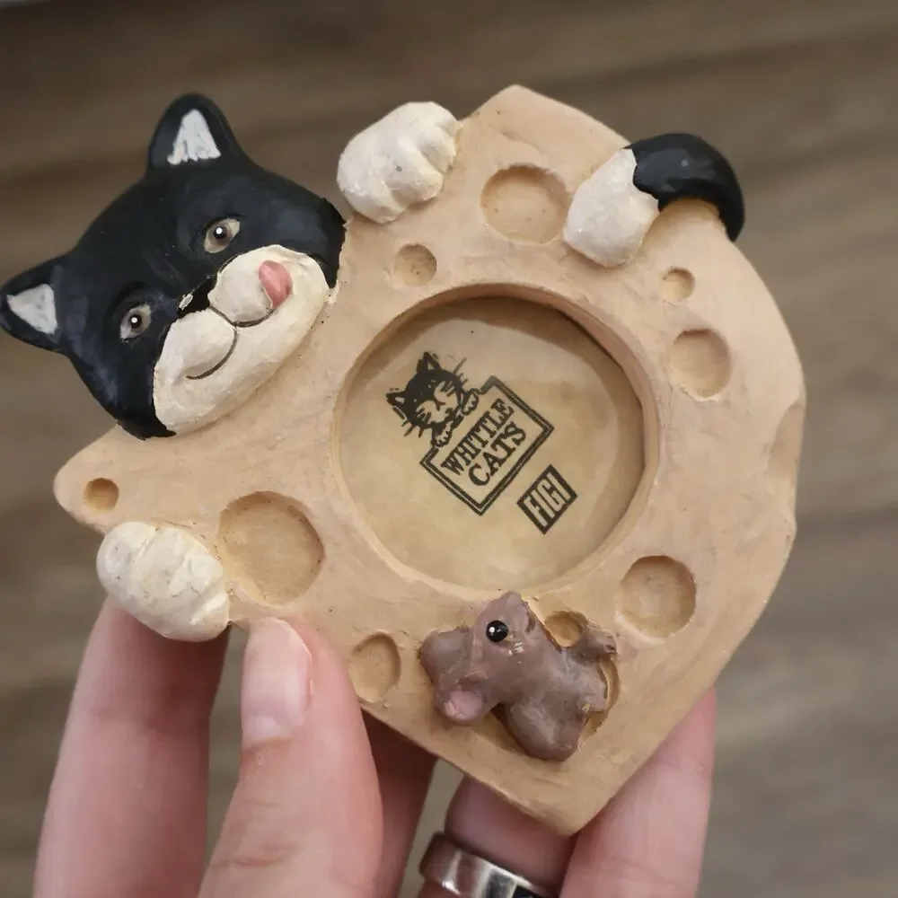 Vintage Figi Whittle Cats Kitty Mouse Cheese Pets 3D Mini Photo Frame
